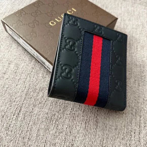 New Gucci Blue Bifold with WEB - Picture 4 of 8